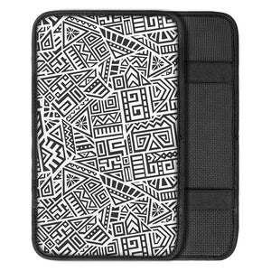 Grey And White Aztec Pattern Print Car Center Console Cover