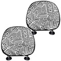 Grey And White Aztec Pattern Print Car Headrest Covers