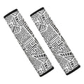 Grey And White Aztec Pattern Print Car Seat Belt Covers