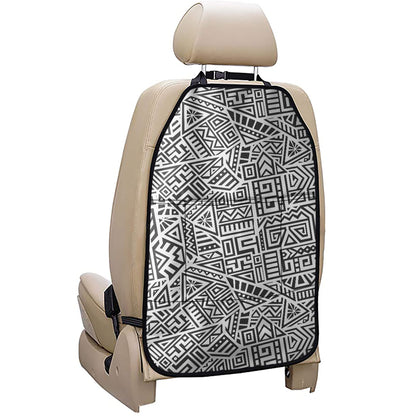Grey And White Aztec Pattern Print Car Seat Organizers