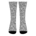 Grey And White Aztec Pattern Print Crew Socks