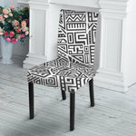 Grey And White Aztec Pattern Print Dining Chair Slipcover