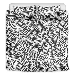 Grey And White Aztec Pattern Print Duvet Cover Bedding Set