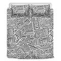 Grey And White Aztec Pattern Print Duvet Cover Bedding Set