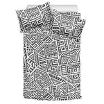Grey And White Aztec Pattern Print Duvet Cover Bedding Set