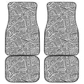 Grey And White Aztec Pattern Print Front and Back Car Floor Mats
