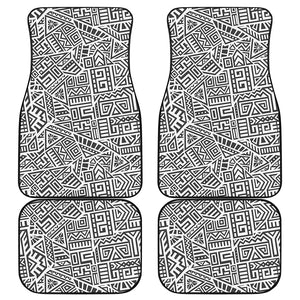 Grey And White Aztec Pattern Print Front and Back Car Floor Mats