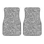 Grey And White Aztec Pattern Print Front Car Floor Mats