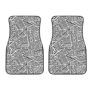 Grey And White Aztec Pattern Print Front Car Floor Mats