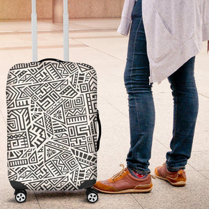 Grey And White Aztec Pattern Print Luggage Cover GearFrost