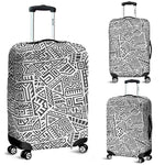 Grey And White Aztec Pattern Print Luggage Cover GearFrost