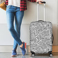 Grey And White Aztec Pattern Print Luggage Cover