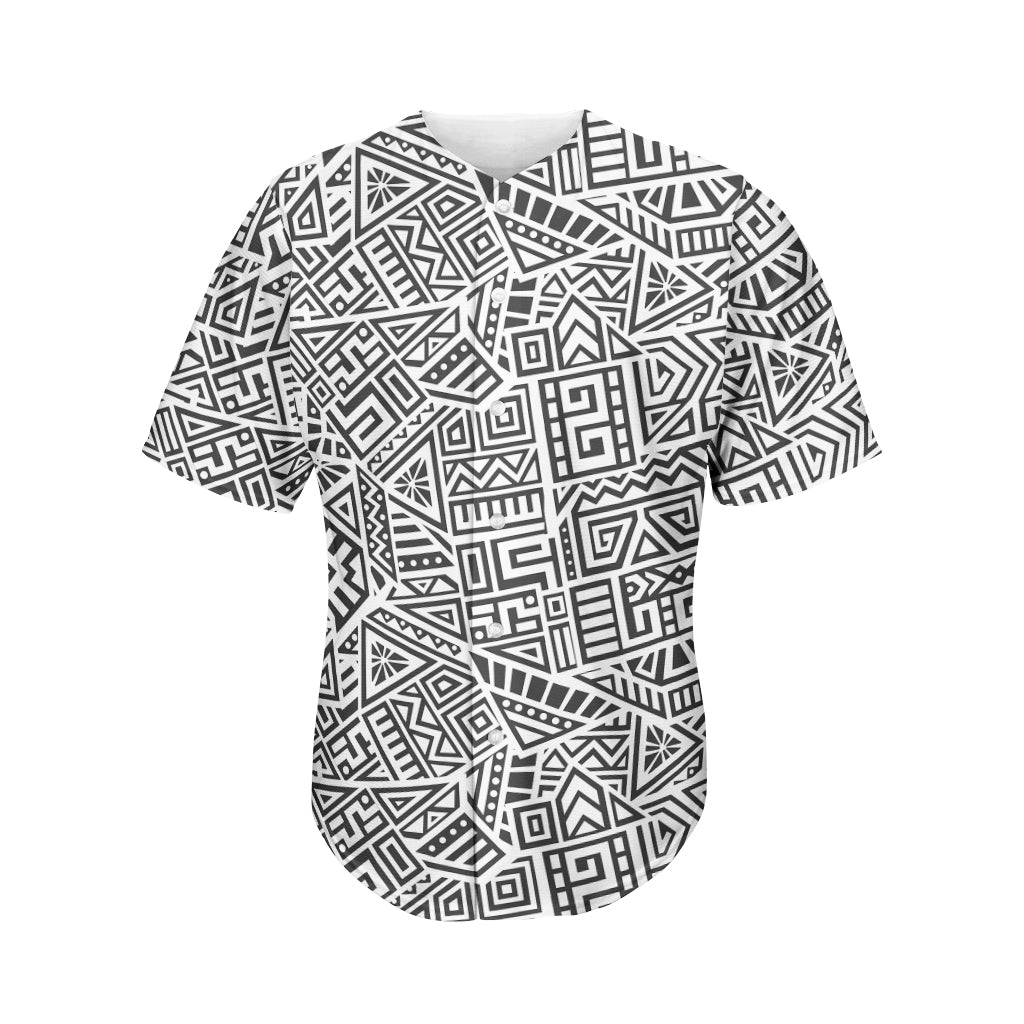 Grey And White Aztec Pattern Print Men's Baseball Jersey