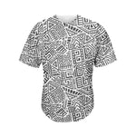 Grey And White Aztec Pattern Print Men's Baseball Jersey