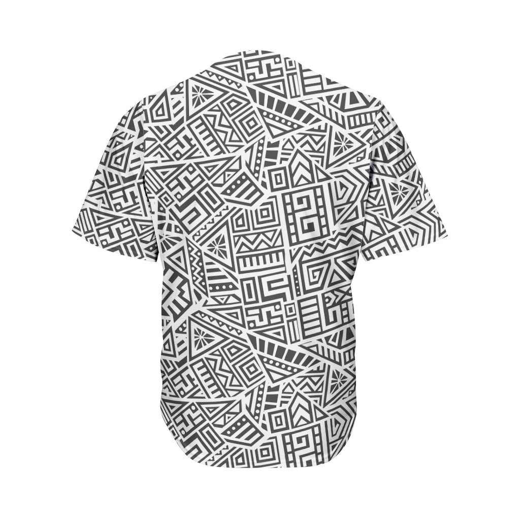 Grey And White Aztec Pattern Print Men's Baseball Jersey