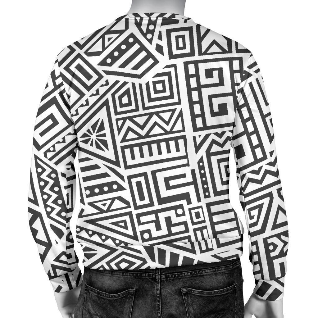 Grey And White Aztec Pattern Print Men's Crewneck Sweatshirt GearFrost