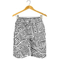 Grey And White Aztec Pattern Print Men's Shorts