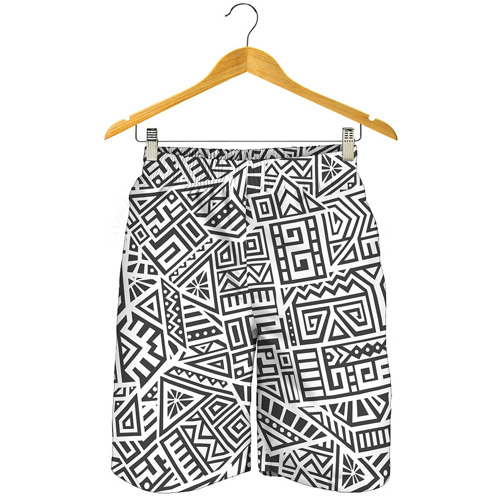 Grey And White Aztec Pattern Print Men's Shorts