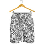 Grey And White Aztec Pattern Print Men's Shorts