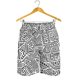 Grey And White Aztec Pattern Print Men's Shorts