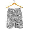 Grey And White Aztec Pattern Print Men's Shorts