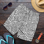 Grey And White Aztec Pattern Print Men's Shorts