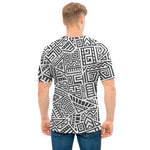 Grey And White Aztec Pattern Print Men's T-Shirt