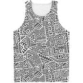 Grey And White Aztec Pattern Print Men's Tank Top