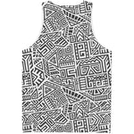 Grey And White Aztec Pattern Print Men's Tank Top