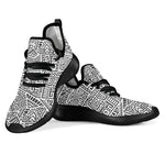 Grey And White Aztec Pattern Print Mesh Knit Shoes GearFrost