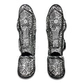 Grey And White Aztec Pattern Print Muay Thai Shin Guards