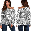 Grey And White Aztec Pattern Print Off Shoulder Sweatshirt GearFrost