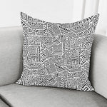 Grey And White Aztec Pattern Print Pillow Cover