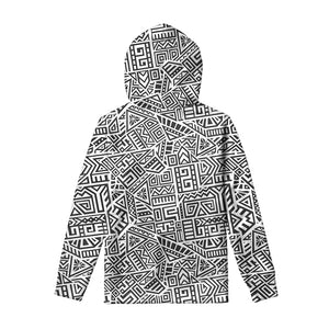 Grey And White Aztec Pattern Print Pullover Hoodie