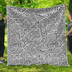 Grey And White Aztec Pattern Print Quilt