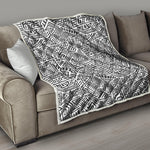 Grey And White Aztec Pattern Print Quilt