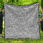 Grey And White Aztec Pattern Print Quilt