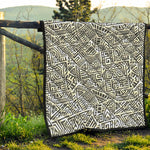 Grey And White Aztec Pattern Print Quilt