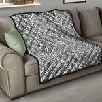 Grey And White Aztec Pattern Print Quilt