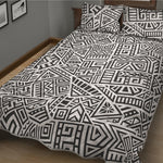 Grey And White Aztec Pattern Print Quilt Bed Set