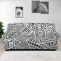 Grey And White Aztec Pattern Print Sofa Cover