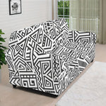 Grey And White Aztec Pattern Print Sofa Cover