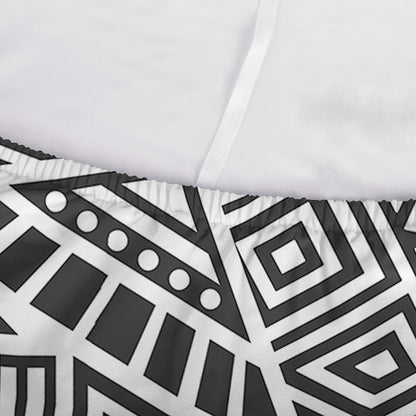 Grey And White Aztec Pattern Print Sofa Cover