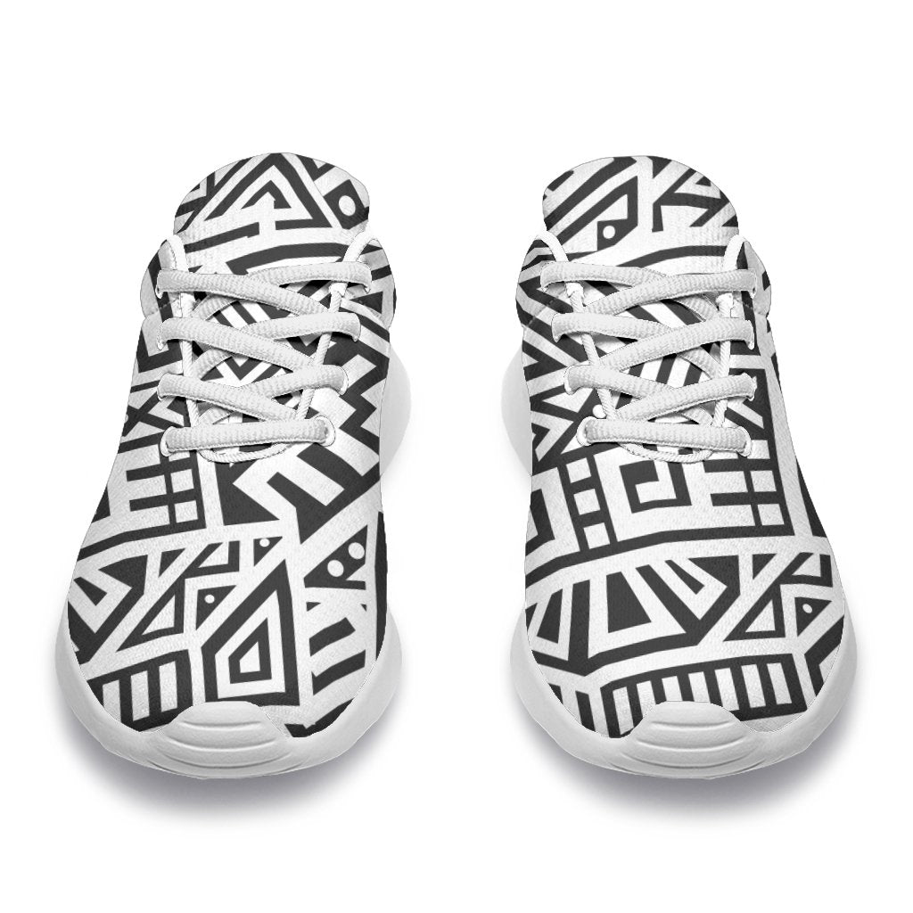 Grey And White Aztec Pattern Print Sport Shoes GearFrost