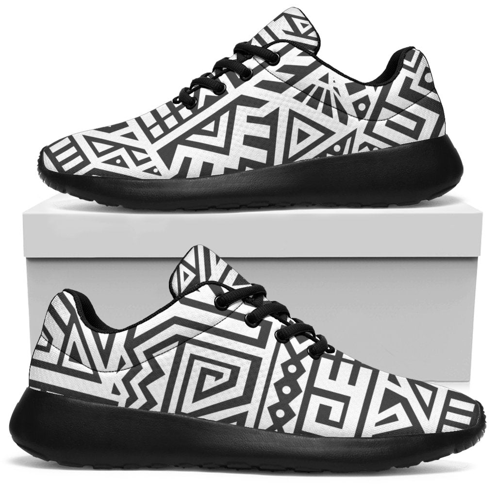 Grey And White Aztec Pattern Print Sport Shoes GearFrost