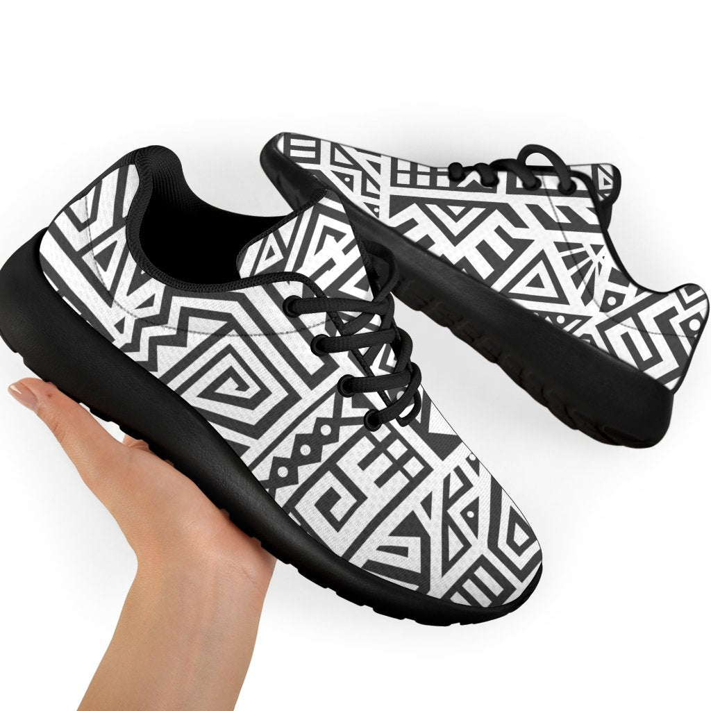 Grey And White Aztec Pattern Print Sport Shoes GearFrost