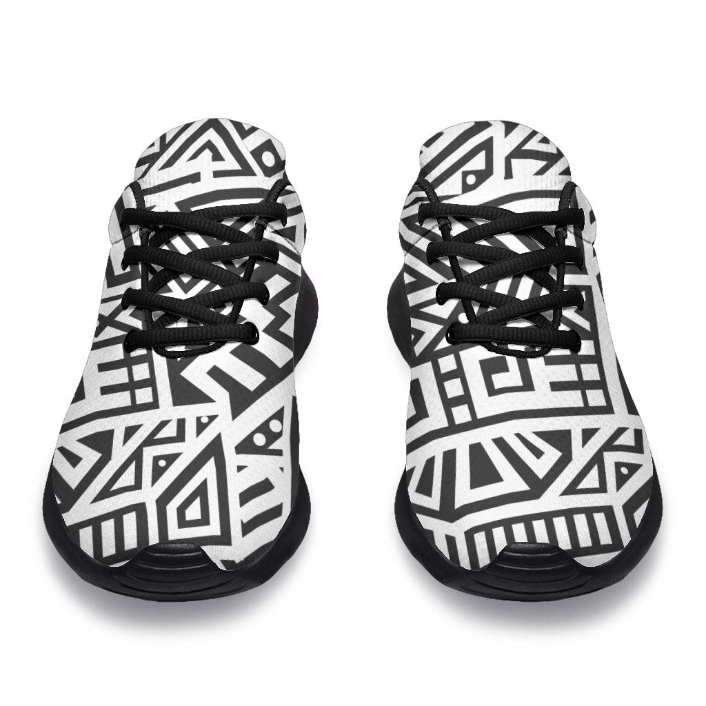 Grey And White Aztec Pattern Print Sport Shoes GearFrost