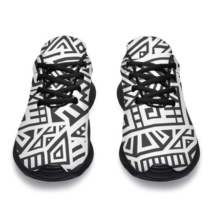 Grey And White Aztec Pattern Print Sport Shoes GearFrost