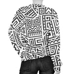 Grey And White Aztec Pattern Print Women's Crewneck Sweatshirt GearFrost