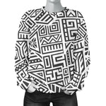 Grey And White Aztec Pattern Print Women's Crewneck Sweatshirt GearFrost